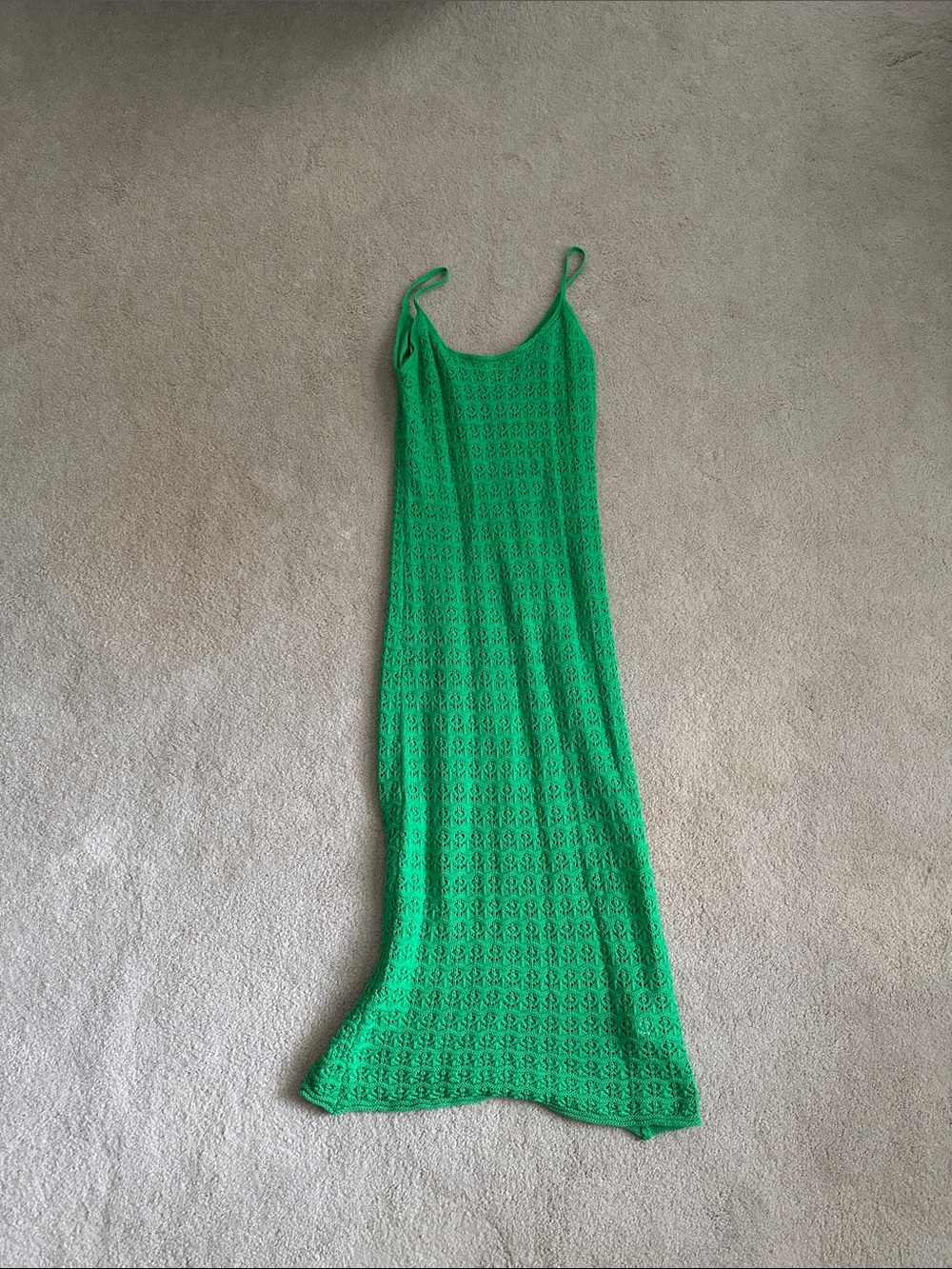 Lush Emerald Green Crochet Slip Dress